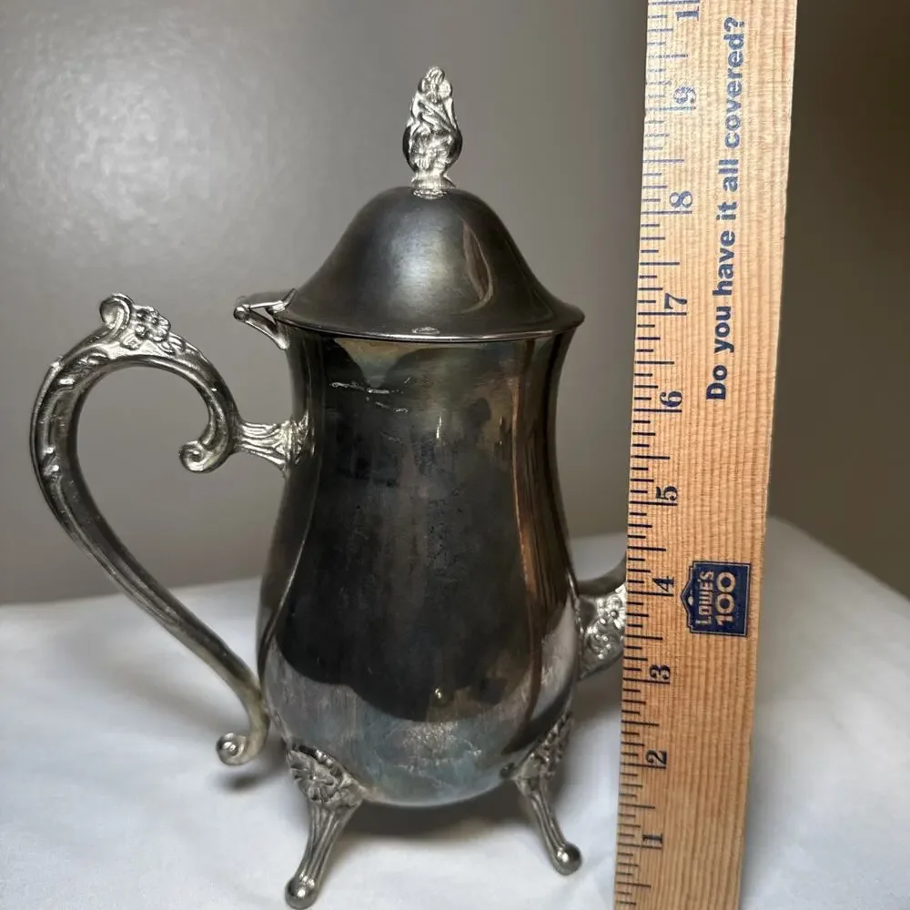 Antique Edwardian Silver On Copper Coffee Pot Gold Wash Interior Hinged Lid